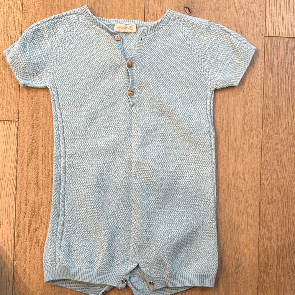 Wedoble Light Blue Knit Baby Romper
